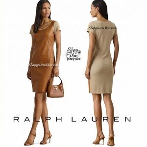 Ralph Lauren Black label NWT cognac genuine leather front mini dress